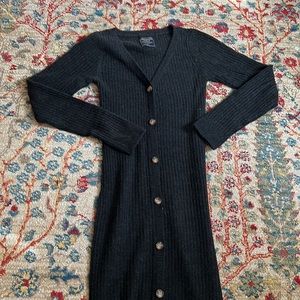Abercrombie Ribbed Knit Midi Sweater Dress in Black